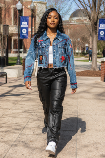 Whispered Storm Cropped Denim Jacket