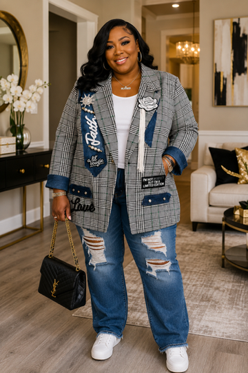 Faith, A Lil Bougie Plaid Blazer