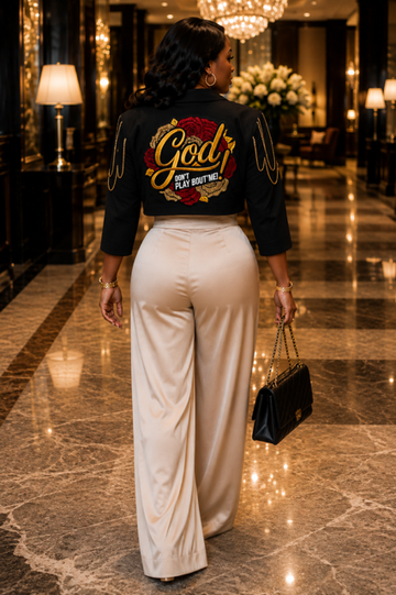 "God! Don't Play Bout Me" Cropped Jacket