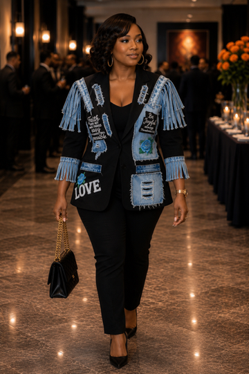 Dope Fringe Denim-Patch Blazer