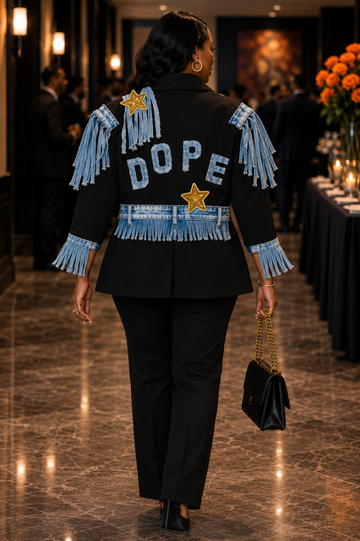 Dope Fringe Denim-Patch Blazer